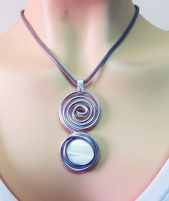 Spiral Jewelry Spiral Necklace Silver Spiral Jewelry Sea Etsy