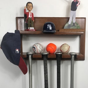 4 bat holder with shelf wall mounted bat storage display rack
