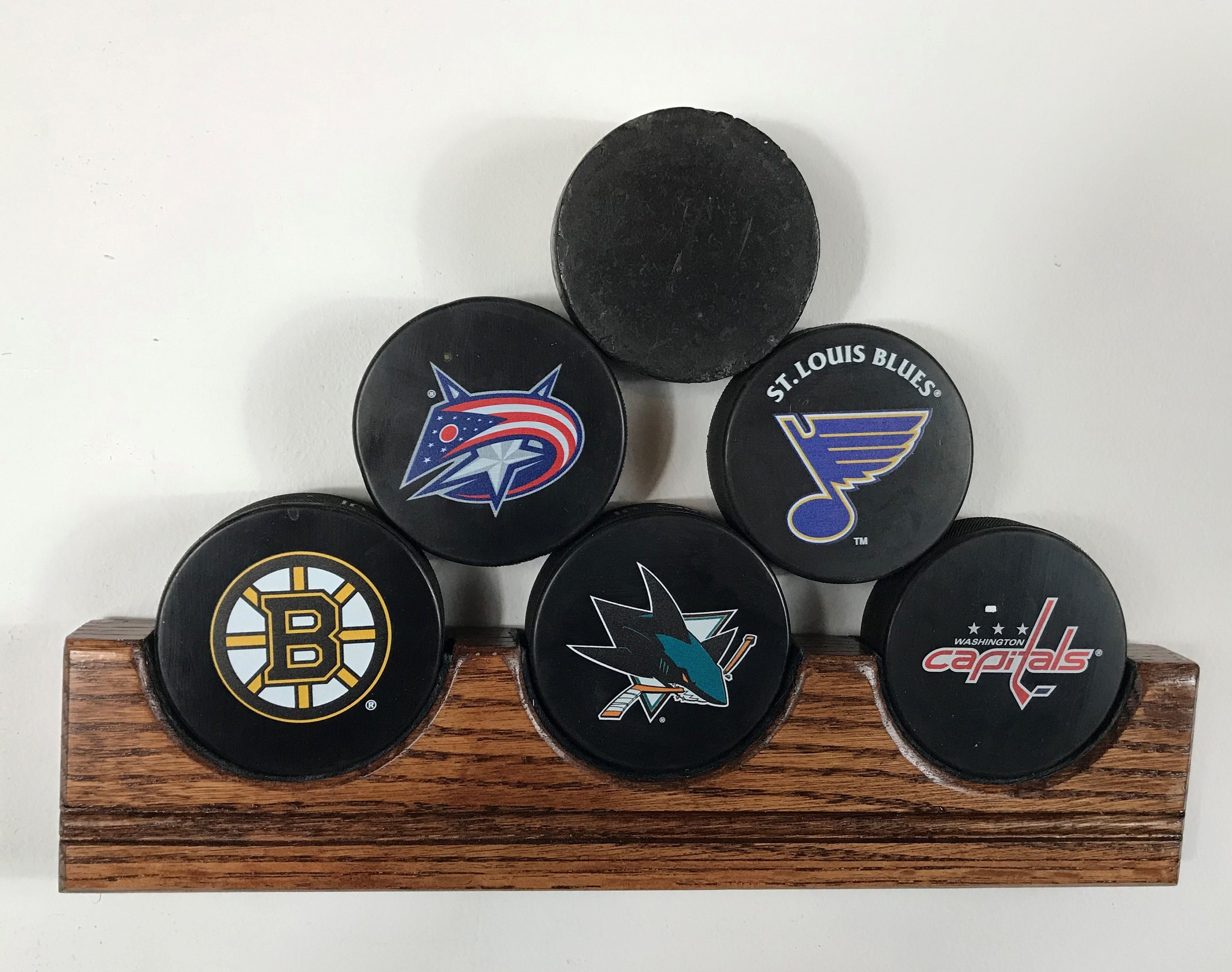 Puck Rack Hockey Puck Display Holder, Puck Rack Wall Display Case 3 to 6 Hockey ...