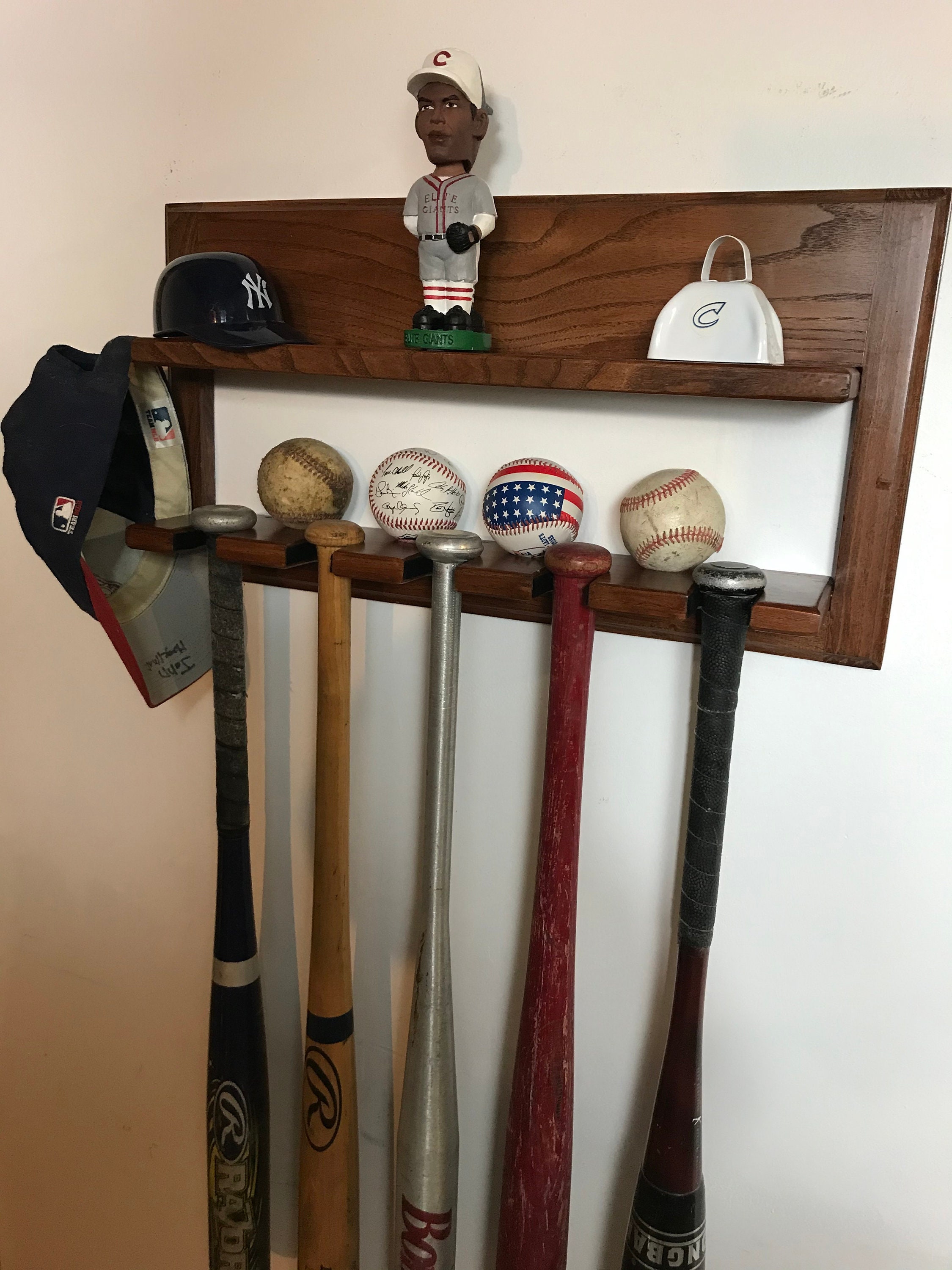 Baseball 5 bat Holder with shelf Etsy