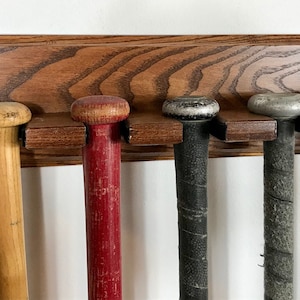5 Full size Baseball Bat Display Hanger for 5 Bats or Balls - handmade Vertical Bat holder free shipping