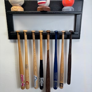 8 Mini Souvenir baseball bat holder display with shelf Bat Rack for collectible bats, ball and awards  Free shipping