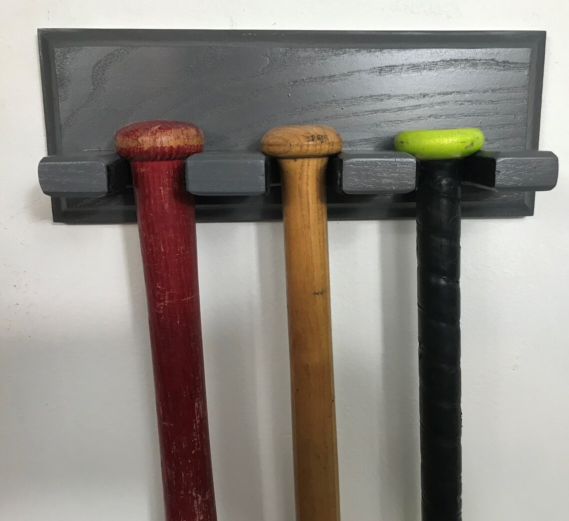 Baseball Bat Holder 3 Bats Vertical . Free Shipping grey or Etsy