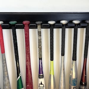 Handmade Baseball Softball Full Size Bat Holder, Vertical bat rack Wall mount for Ten bats