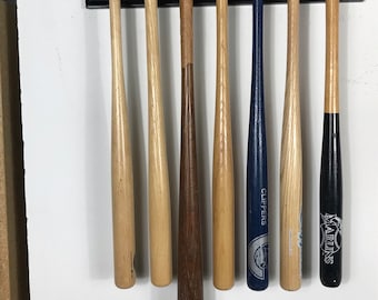 Présentoir Mural Bois Mini Battes Baseball 11 Emplacements 4 Balles