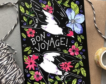 A6 Bon Voyage Card | Au revoir, voyager, quitter la carte | 10cm x 15cm