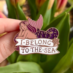 Glitter Mermaid Enamel Pin Badge - Purple