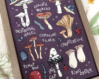 Witch's Mushrooms - Original A4 Gouache Painting