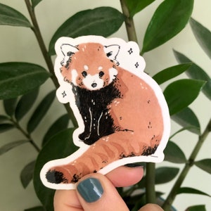 Sticker panda roux - Vinyle brillant