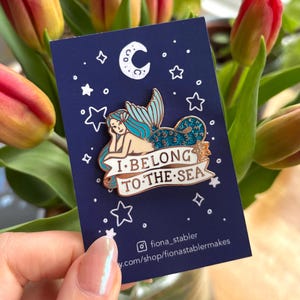 Glitter Mermaid Enamel Pin Badge - Blue