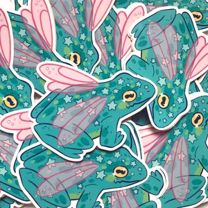 Sticker grenouille fée ~ Vinyle brillant