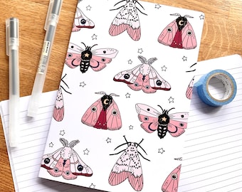 Pastel Moths Notebook - A5 Lined