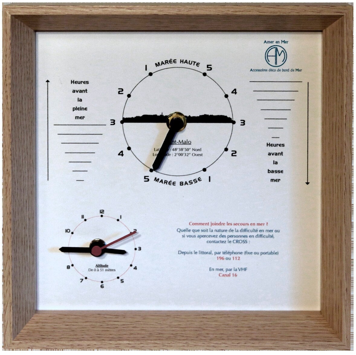 Horloge à Marée et Heure Bernique - 20x20cm