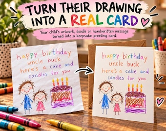 Tarjeta de felicitación infantil personalizada con dibujo, tarjeta de felicitación con diseño personalizado (A5)