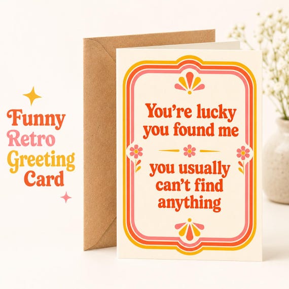 Funny Retro Greeting Card, A5 300gsm Matte with White Envelope