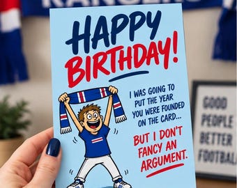 Tarjeta de cumpleaños retro y divertida: Discusión sobre el año de fundación de los Rangers