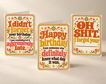 Printable Emergency Card Bundle, 12 Funny Last Minute Greeting Cards, Instant Download