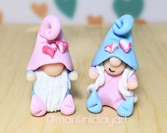 Handcrafted Polymer Clay Heart Gnomes: Collectible Miniature Figurines