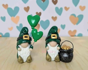 Leprechaun Gnomes/ Miniature Handmade St. Patrick's Day Gnomes/ Tiny Desk Decor Gnomes/ Tabletop fairy garden figurines