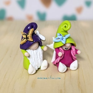 Handmade Miniature Clay Gnomes: Butterfly Spring Decor
