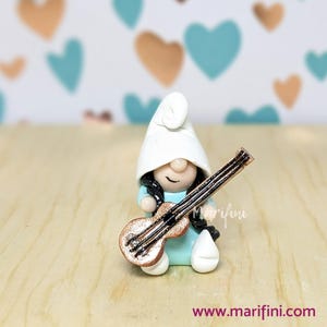 Handcrafted Guitar Girl Gnome: Miniature Musician Fairy Garden Display