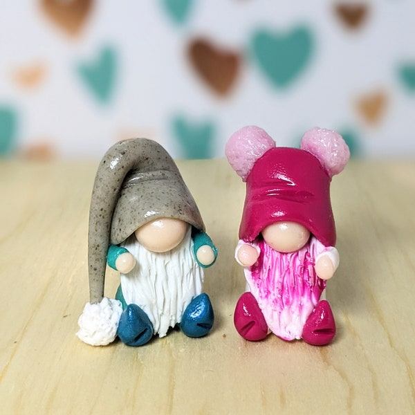 Winter gnomes/ miniature gnomes/ clay gnomes/ collectables gnomes/ tiered tray gnomes/ winter hat gnomes/ gnomes in pj's/ tiny gnome gift