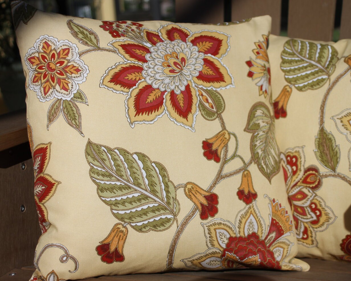 Red yellow and green pillow cover 16X16 throw pillow couch Etsy