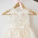 Ivory Lace Champagne Tulle Flower Girl Dress with Bow Belt  M0049 