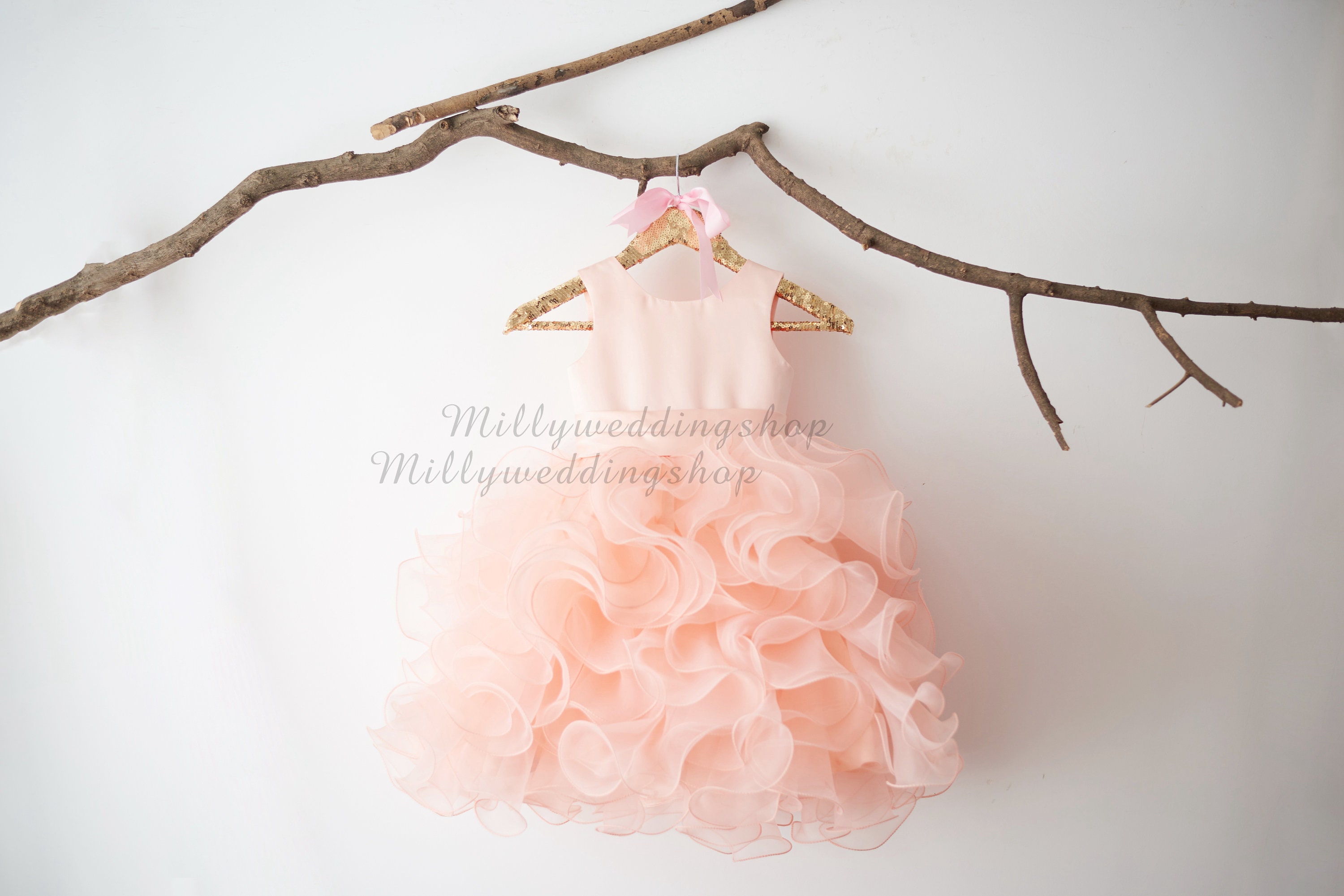 Orange Ruffled Flower Girl Dresses