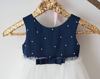 Navy Flower Girl Junior Bridesmaid Dress M0064