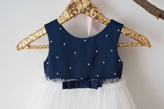 Navy Flower Girl Junior Bridesmaid Dress M0064