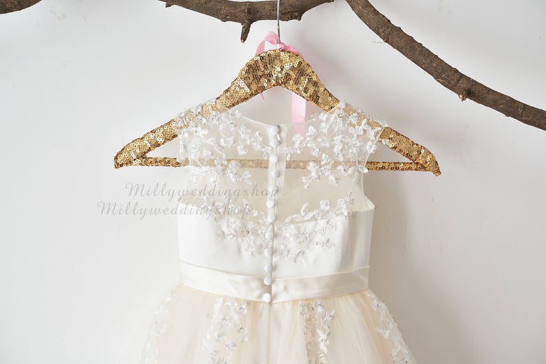 Illusion Sheer Lace Flower Girl Dress M0062 image 3