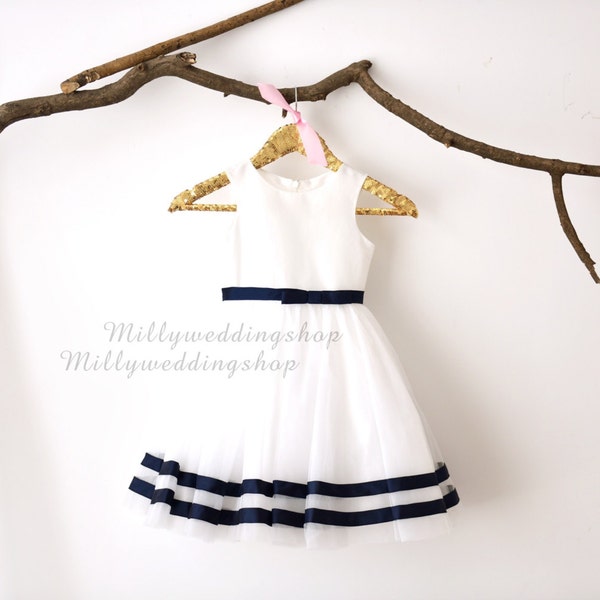 April Dress Navy Stripe Ribbed