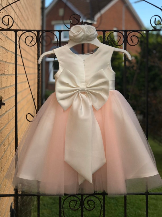 Blush Pink Flower Girl Dress With Big Bow M0070B