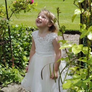 Beaded Lace Flower Girl Dress with Big Bow M0071B image 3