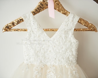 Luxury Beaded Lace Flower Girl Dress  M0060