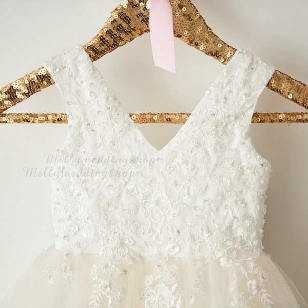 Luxury Beaded Lace Flower Girl Dress  M0060