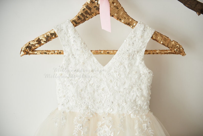 Luxury Beaded Lace Flower Girl Dress M0060 image 1