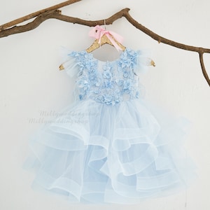 3D flowers Wedding Flower Girl Junior Bridesmaid Dress  M0094