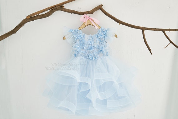 3D flowers Wedding Flower Girl Junior Bridesmaid Dress  M0094