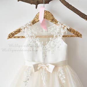 Illusion Sheer Lace Flower Girl Dress M0062 image 1