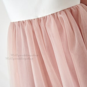 Flower Girl Dress Dusty Rose Pink Tulle With Big Bow M0083 image 3