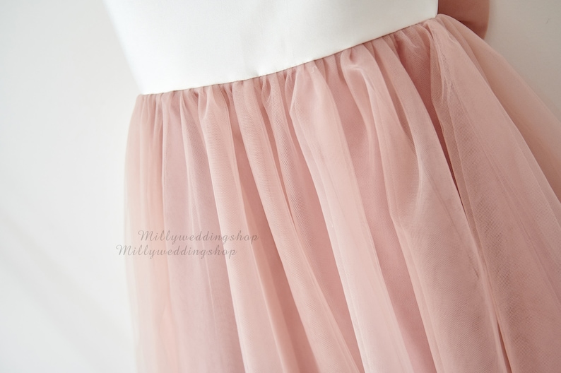 Flower Girl Dress Dusty Rose Pink Tulle With Big Bow M0083 image 3