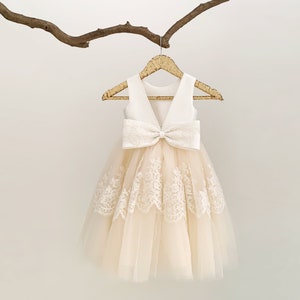Lace V Back Wedding Flower Girl Dress M105