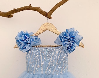 Sparkling Sequin Flower Girl Dress Junior Bridesmaid Wedding Party Dress M101