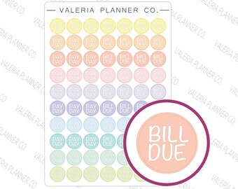 Pastel Pay Day & Bill Due Icons Planner Stickers (V0001)