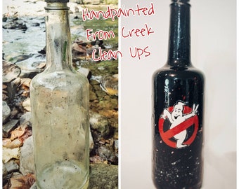 Handpainted Upcycling Bottle Art Ghostbusters Theme From Creek Clean Ups