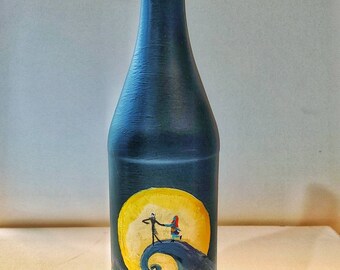 Nightmare Before Christmas Bottle Art Upcycled