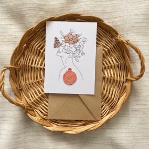 Carte postale, cachet de cire, saint valentin, anniversaire, idée cadeau, merci, remerciement