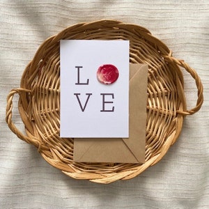 Carte Love, cachet de cire, saint valentin, je t'aime, idée cadeau, merci, remerciement
